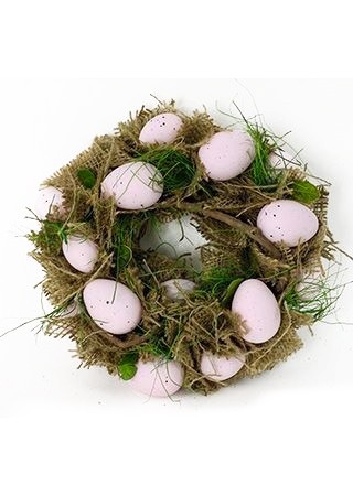 Věnec velikonoční s vajíčky sv.růž /22cm | Dekorace